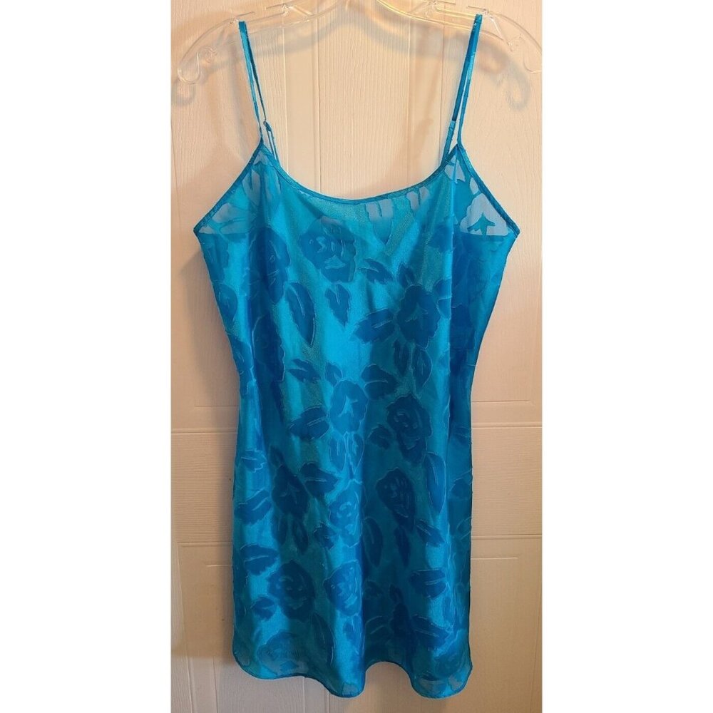 Vtg Inner Most Women's Sleeveless Short Nightgown Semi Sheer Floral Blue Size M